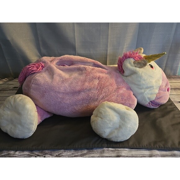Stuffies Prancing Unicorn 24" Pink Plush Animal 6 Pockets Fun Sleepovers Girl - Picture 5 of 9